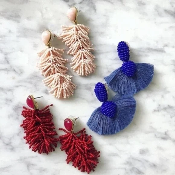 Stella & Dot | [Limited Edition]Vivid Beaded Blue Fringe Ashton Earrings… - Picture 4 of 10